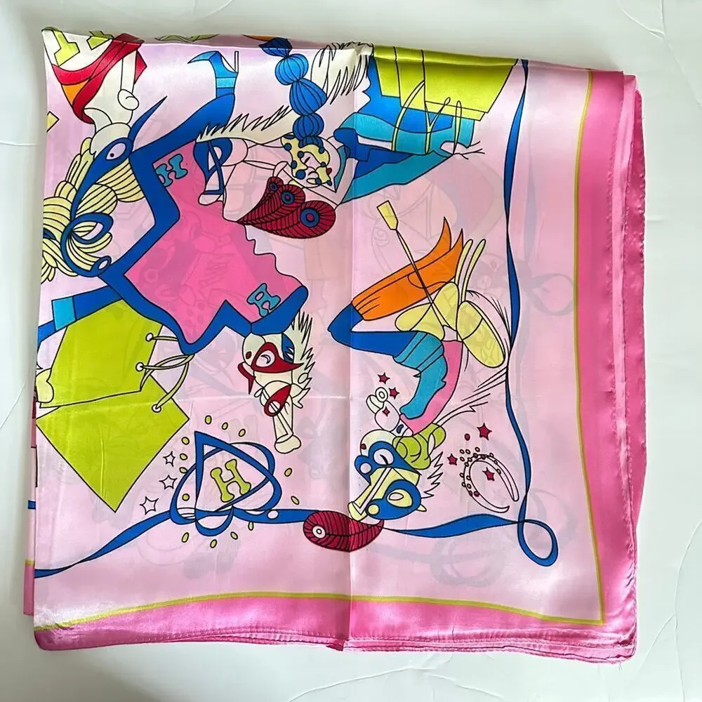 Vibrant Watercolor Flower Paradise Silk Scarf